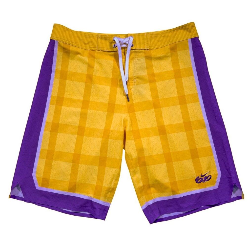 Nike 6.0 Board Shorts 34 Gold Purple Swim Trunks LA Lakers Colors Basketball